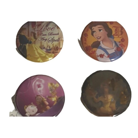 Vintage Disney Set of 4 Beauty and the Beast Buttons RARE - Picture 3 of 6